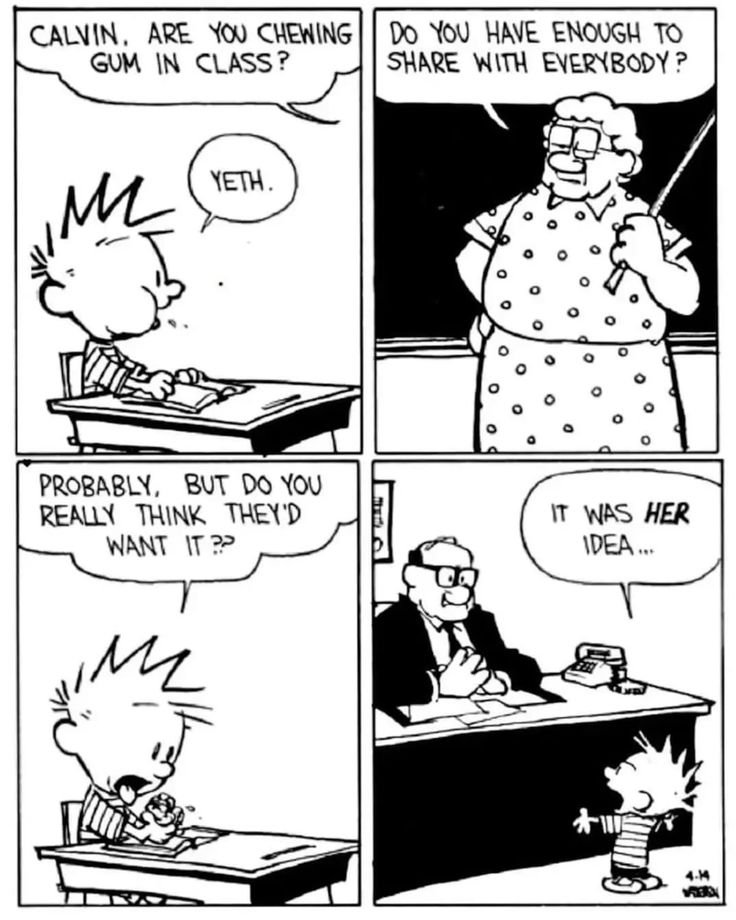 Solve Calvin chews gum in class jigsaw puzzle online with 12 pieces
