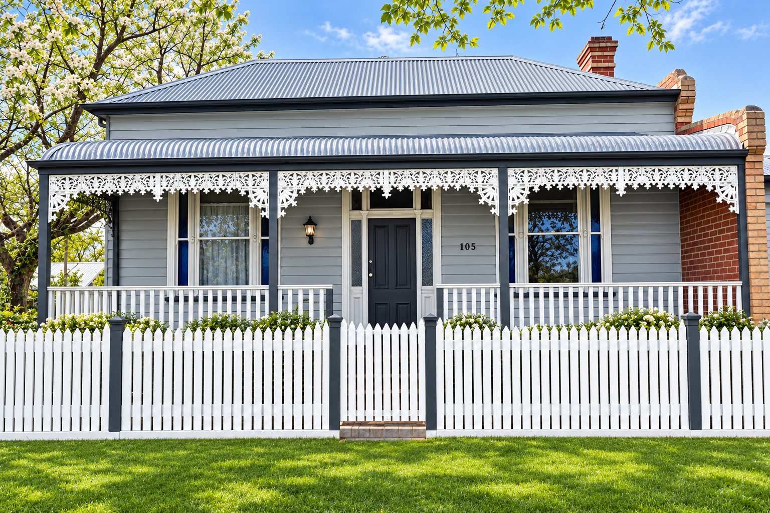 Solve Grey and white Victorian Home jigsaw puzzle online with 70 pieces